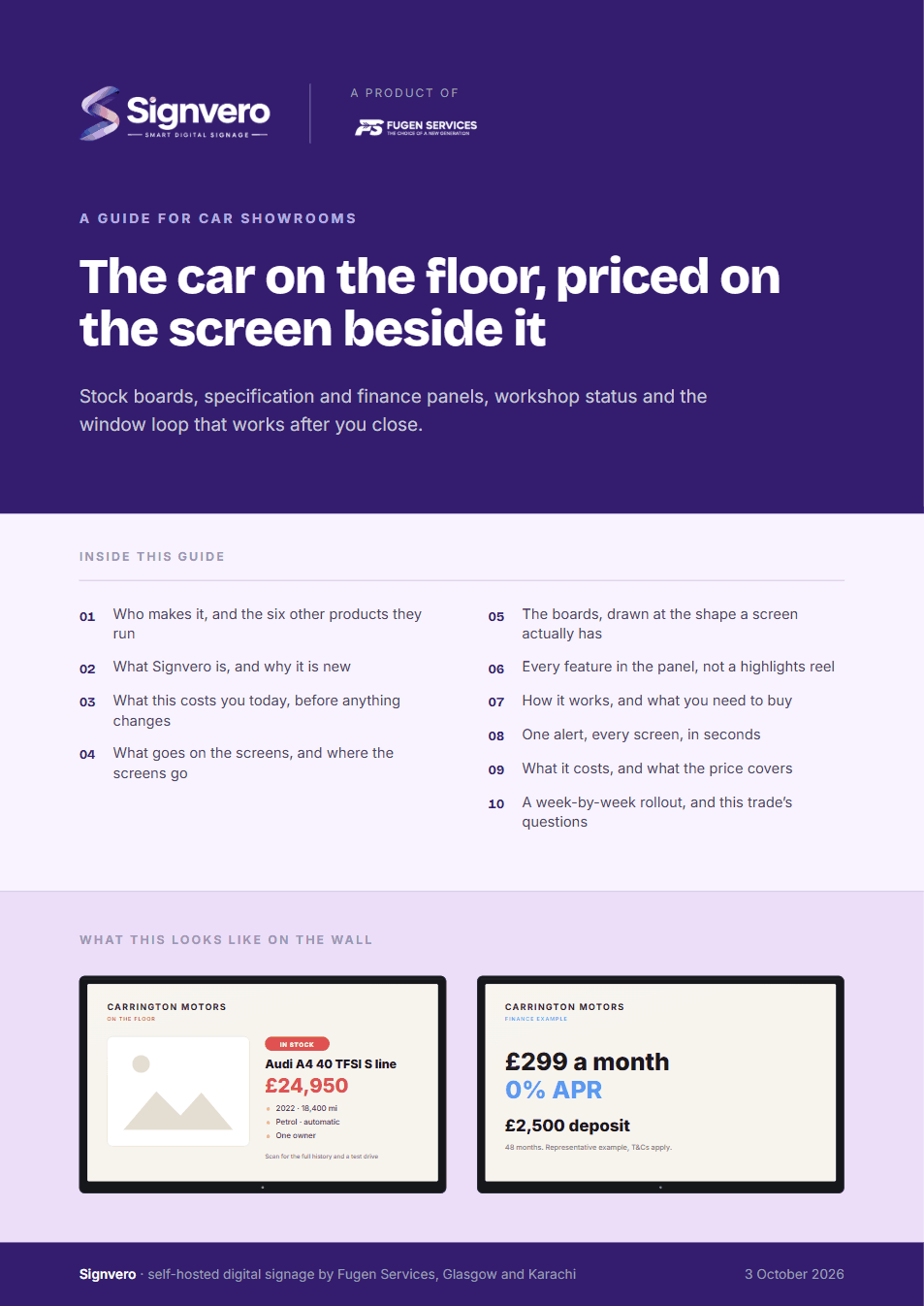 The cover of the Signvero guide for Car showrooms