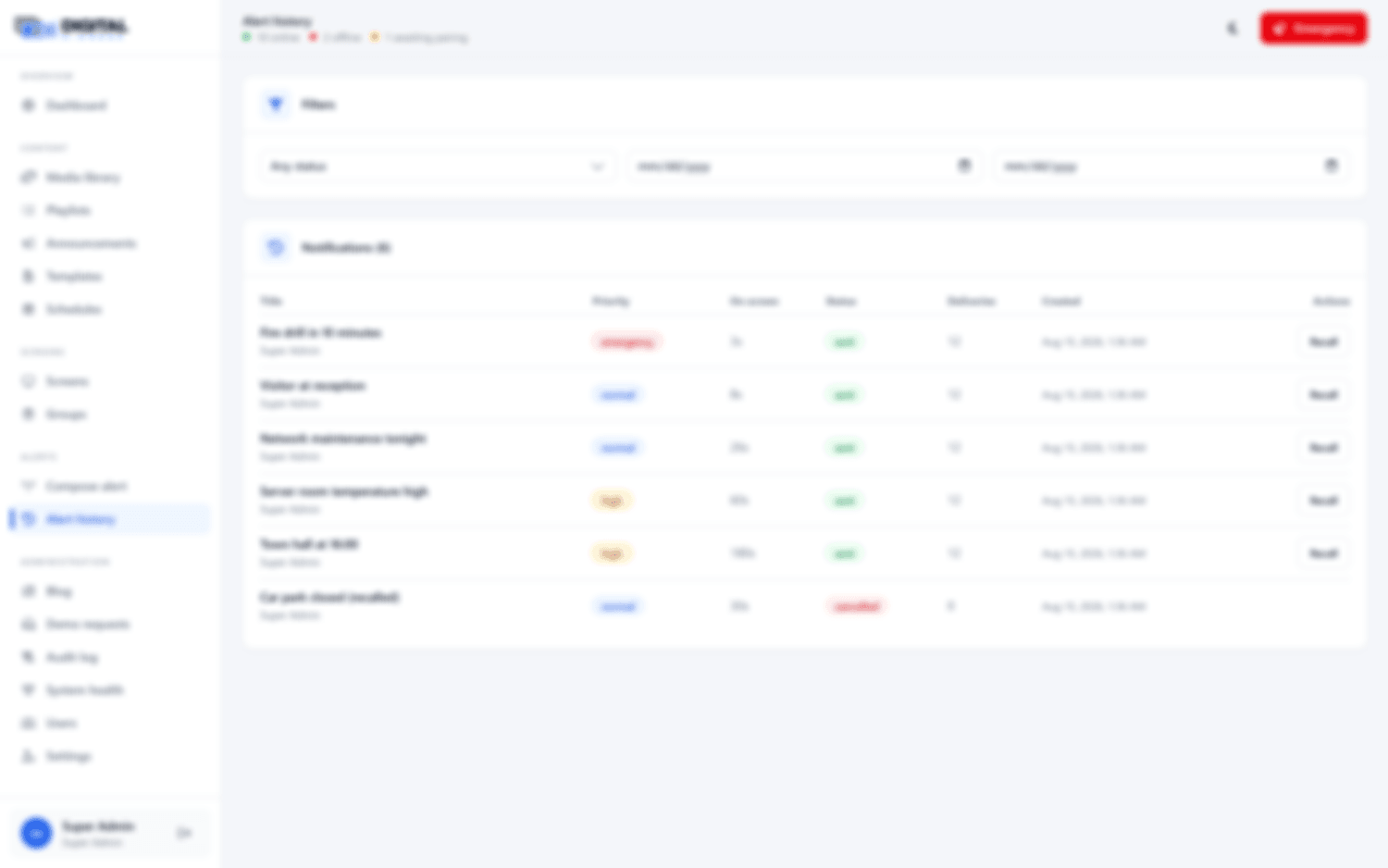 Alert history